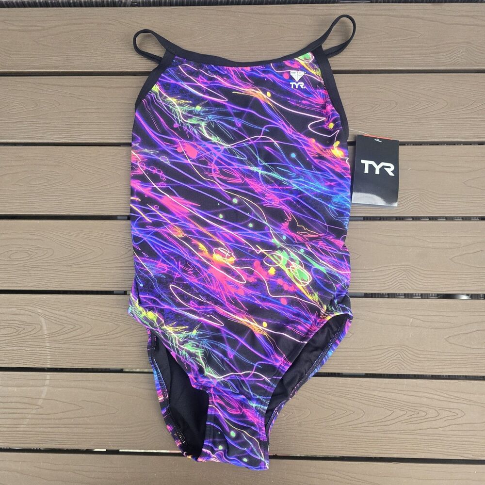 TYR Women's Rainbow Inner Stellar Diamondfit One-Piece Swim Sz 34 New